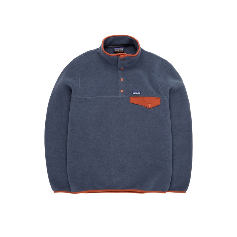 Patagonia Men's Lightweight Synchilla Snap-T Pullover - Smolder Blue w/Burnished Red