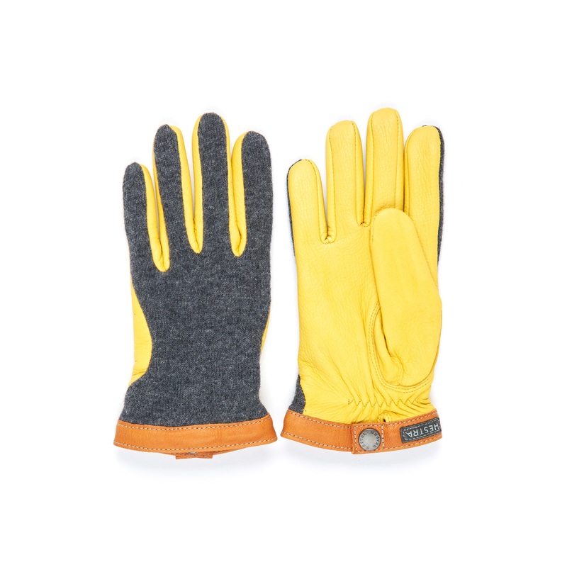 Hestra Men's Deerskin Wool Tricot Gloves - Charcoal/Natural
