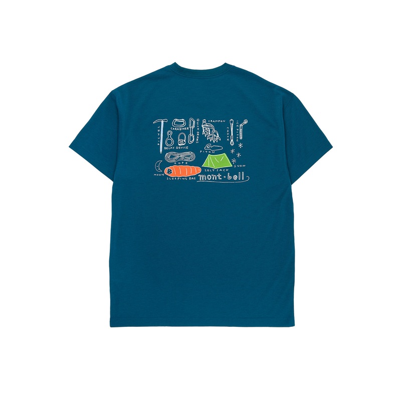 Montbell Men's Wickron Mountain Gear T-Shirt - Blue Green