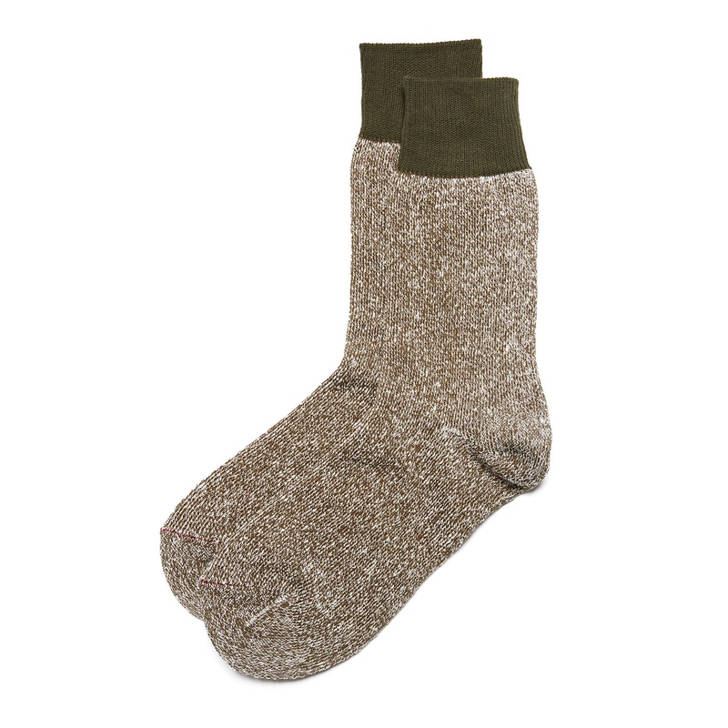 ROTOTO Double Face Silk and Cottton Socks - Olive/Dark Khaki