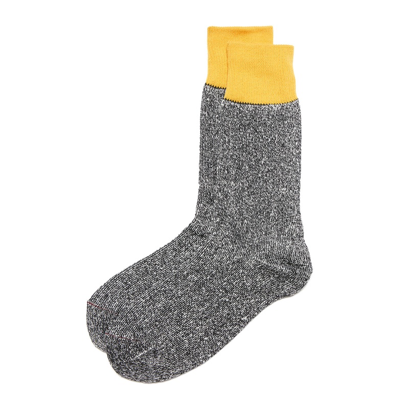 ROTOTO Double Face Silk and Cottton Socks - Yellow/Charcoal