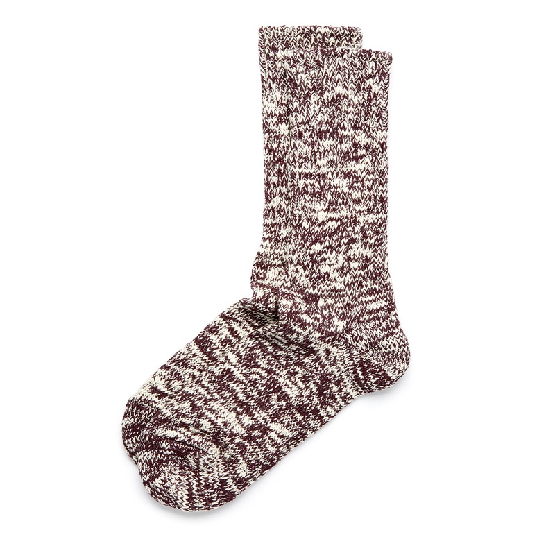 ROTOTO Low Guage Slub Crew Socks - Burgundy