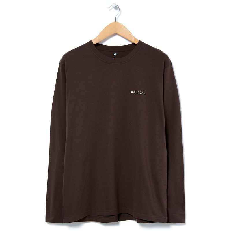 Montbell Men's Pear Skin Cotton Long Sleeve T-Shirt - Chocolate