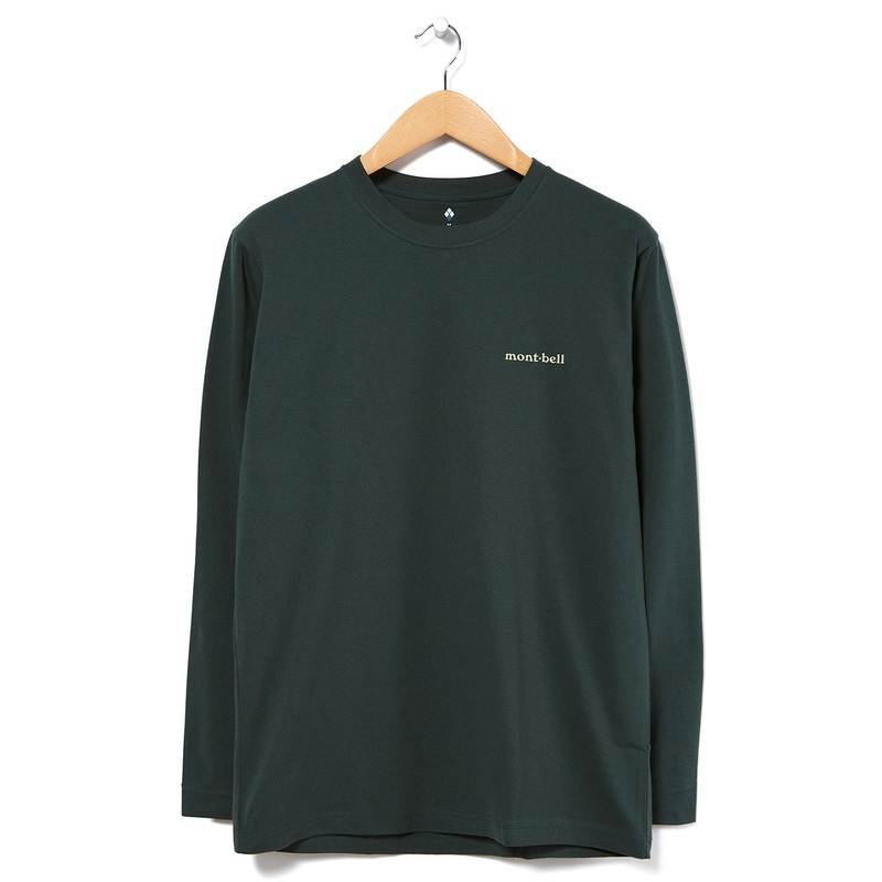 Montbell Men's Pear Skin Cotton Long Sleeve T-Shirt - Hunter Green