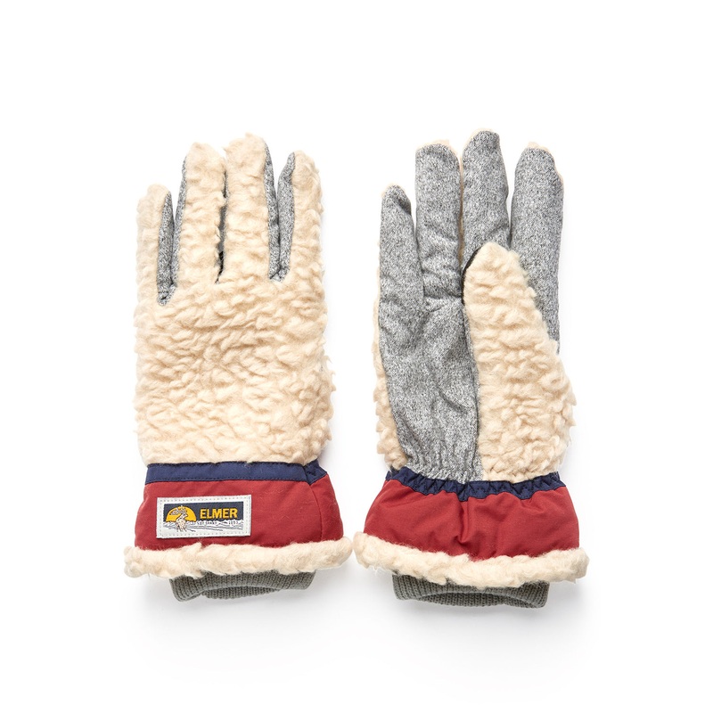 Elmer Deep Pile Gloves - Beige / Wine