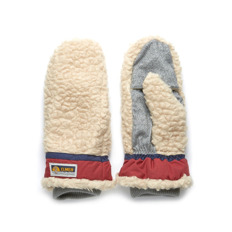 Elmer Deep Pile Mittens - Beige/Wine
