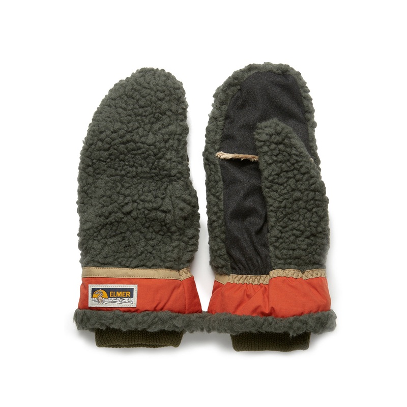 Elmer Deep Pile Mittens - Khaki