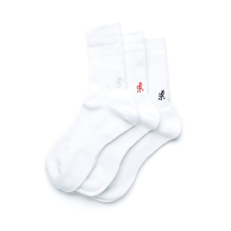 Gramicci Men's Basic Crew Socks - White / White / White