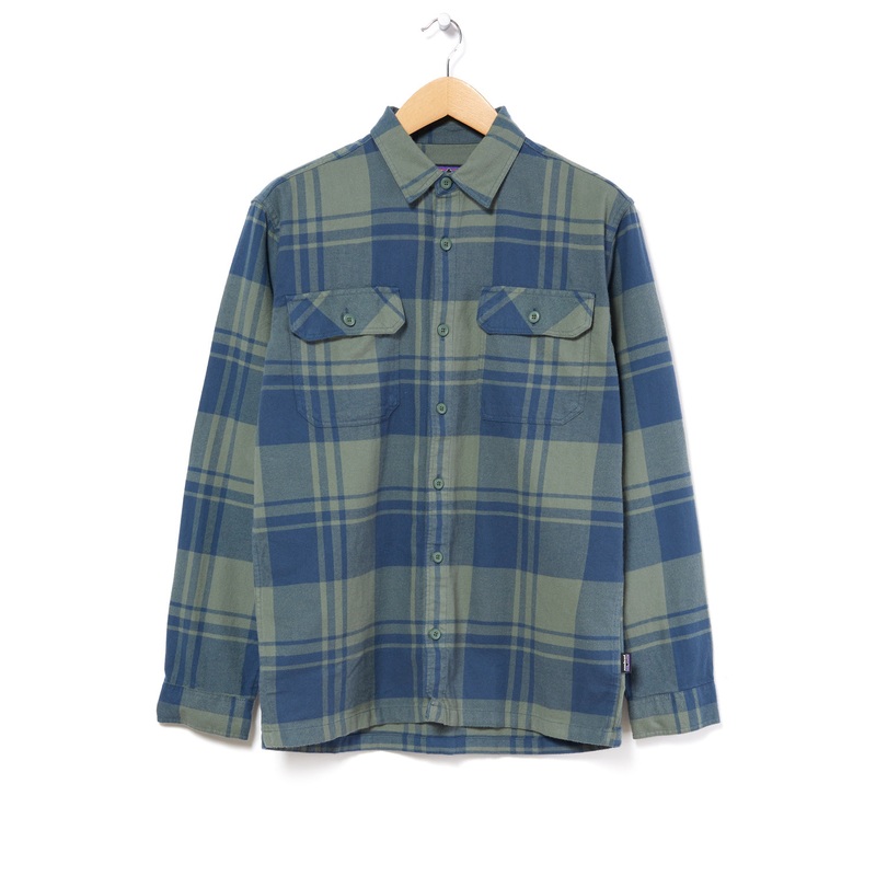 Patagonia Men's Organic Long Sleeve Flannel Shirt - Hemlock Green/Live Oak
