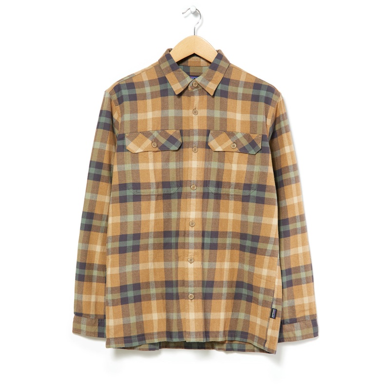 Patagonia Men's Organic Long Sleeve Flannel Shirt - Mojave Khaki/Forage