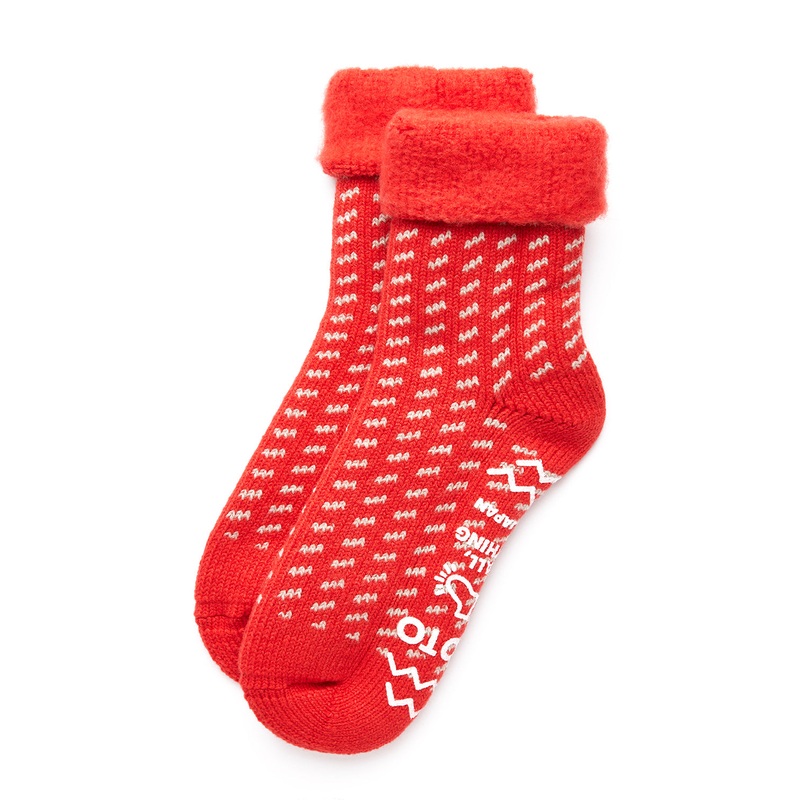 ROTOTO Comfy Room Socks Bird'S Eye - Scarlet