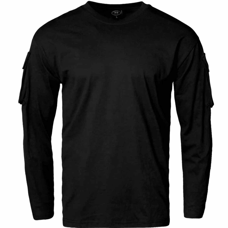 U.S Style Long Sleeve T-Shirt With Sleeve Pocket Black